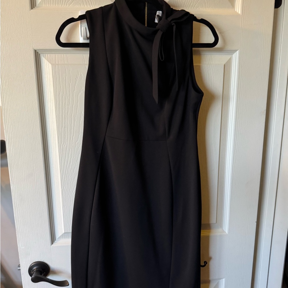 Calvin Klein Black Midi Dress with Bow Detail